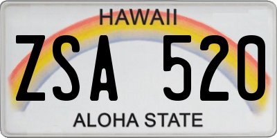 HI license plate ZSA520