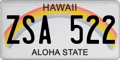HI license plate ZSA522