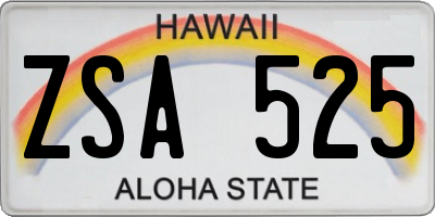 HI license plate ZSA525