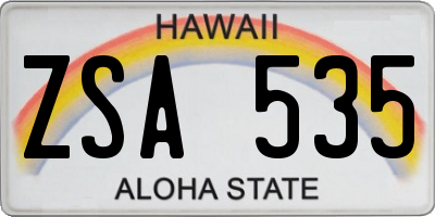 HI license plate ZSA535