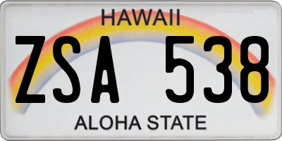 HI license plate ZSA538