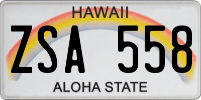 HI license plate ZSA558