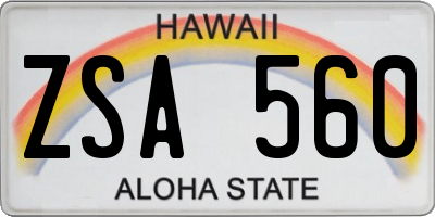 HI license plate ZSA560