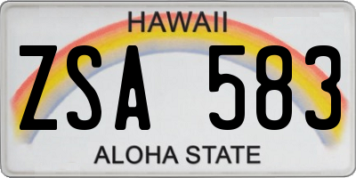 HI license plate ZSA583