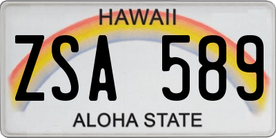 HI license plate ZSA589