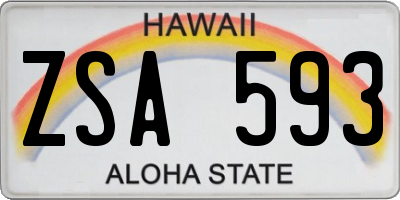 HI license plate ZSA593