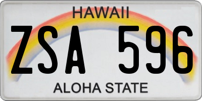 HI license plate ZSA596