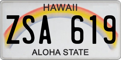 HI license plate ZSA619