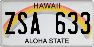 HI license plate ZSA633