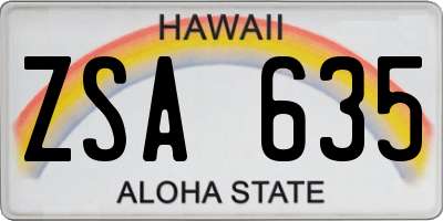 HI license plate ZSA635