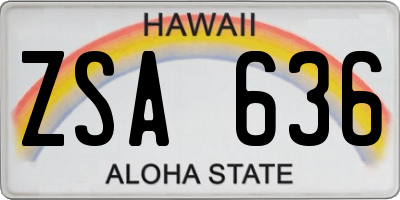 HI license plate ZSA636