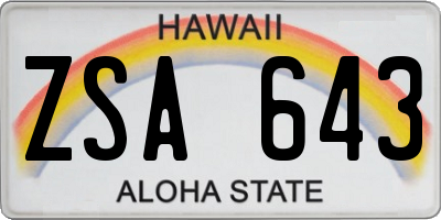 HI license plate ZSA643