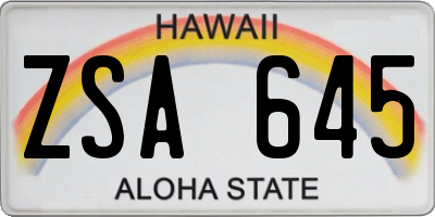 HI license plate ZSA645