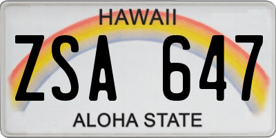 HI license plate ZSA647