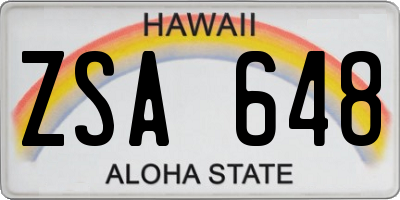 HI license plate ZSA648