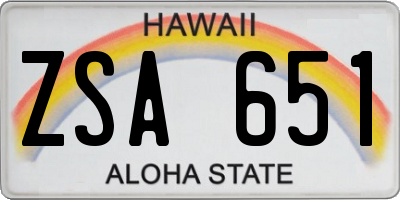 HI license plate ZSA651