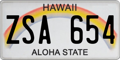 HI license plate ZSA654
