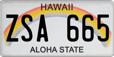 HI license plate ZSA665
