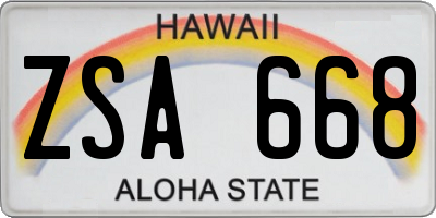 HI license plate ZSA668