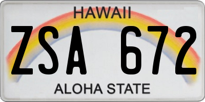 HI license plate ZSA672