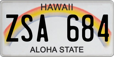 HI license plate ZSA684
