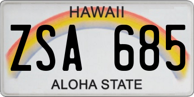 HI license plate ZSA685