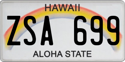 HI license plate ZSA699