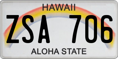 HI license plate ZSA706