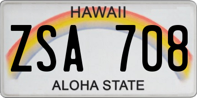 HI license plate ZSA708