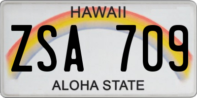 HI license plate ZSA709