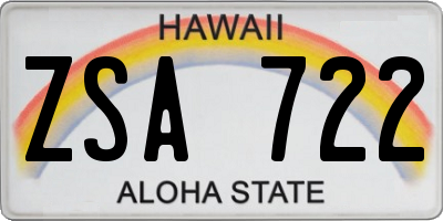 HI license plate ZSA722