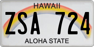 HI license plate ZSA724