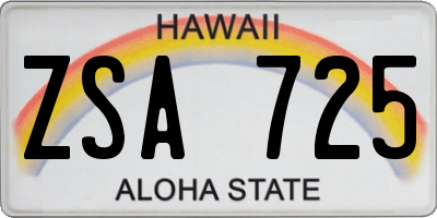 HI license plate ZSA725