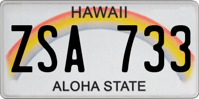 HI license plate ZSA733