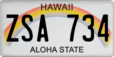 HI license plate ZSA734