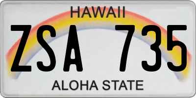 HI license plate ZSA735