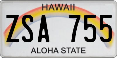 HI license plate ZSA755
