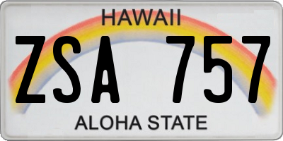 HI license plate ZSA757