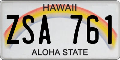 HI license plate ZSA761