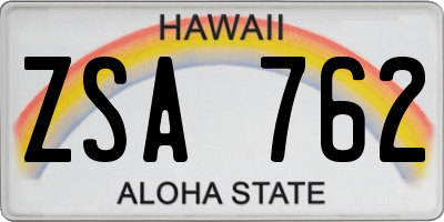 HI license plate ZSA762