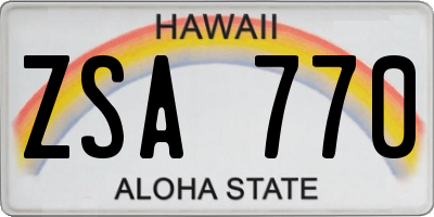 HI license plate ZSA770
