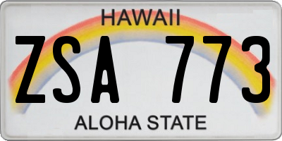 HI license plate ZSA773
