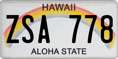 HI license plate ZSA778