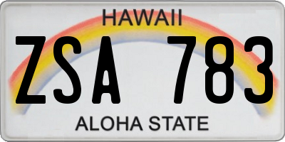 HI license plate ZSA783