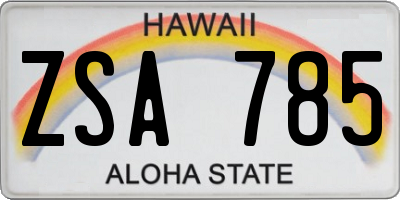 HI license plate ZSA785