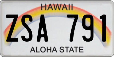 HI license plate ZSA791