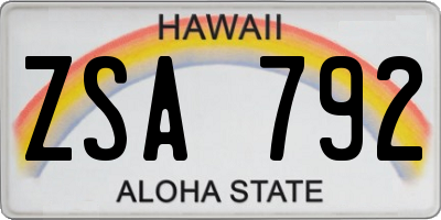 HI license plate ZSA792