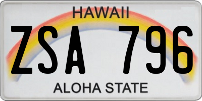 HI license plate ZSA796