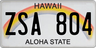 HI license plate ZSA804