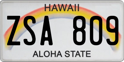 HI license plate ZSA809